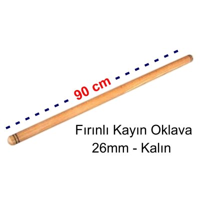Ahşap Fırınlı Kayın Oklava 90cm 26mm Kalın