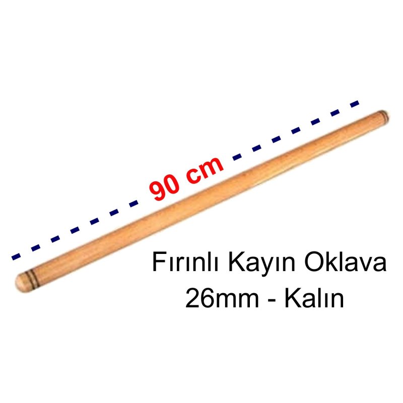 Ahşap Fırınlı Kayın Oklava 90cm 26mm Kalın