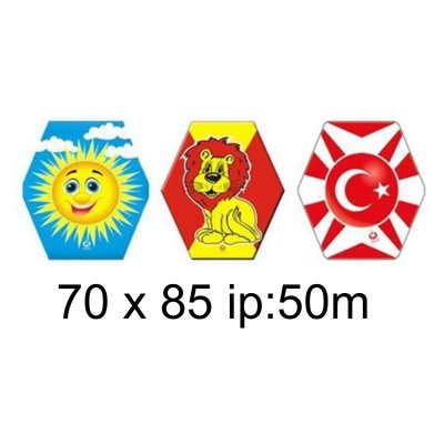 Altıgen Uçurtma 50m ip 70x85 Boyutunda