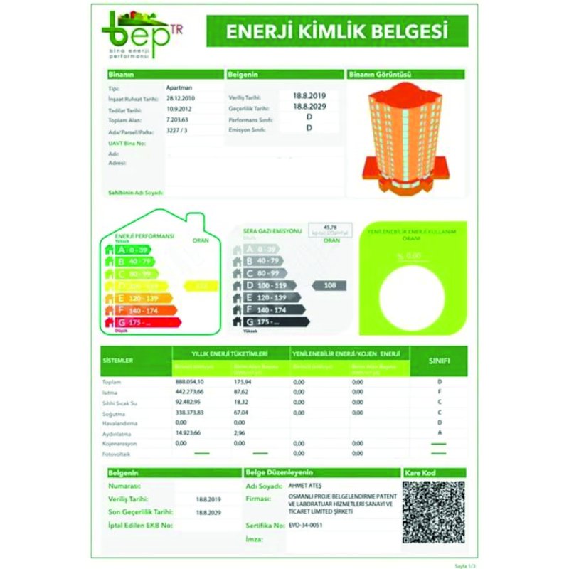 EKB Enerji Kimlik Belgesi Rapor