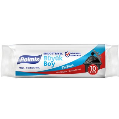 POLMİX BÜYÜK BOY ÇÖP TORBASI 65*80 160 GR 34 MİKRON 10 LU KOLİ:25 AD