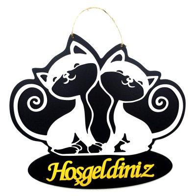 Vavsan Ahşap Kedili Hoşgeldiniz Kapı Süsü