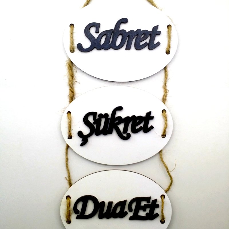 Vavsan Ahşap Oval Sabret-Şükret-Dua Et Kapı Süsü