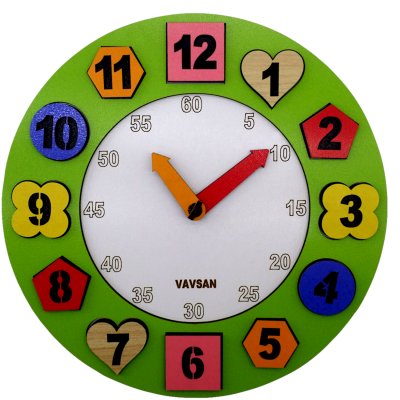 Vavsan Geometrik Şekil Eğitici Saat Renkli Ahşap Montessori Bultak Yapboz Oyuncak Puzzle