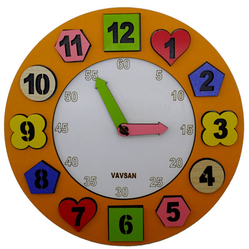 Vavsan Geometrik Şekil Eğitici Saat Oyuncak Puzzle