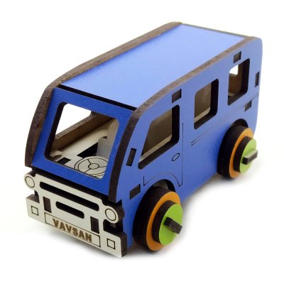 Vavsan Mini Minibüs Ahşap Oyuncak Araba