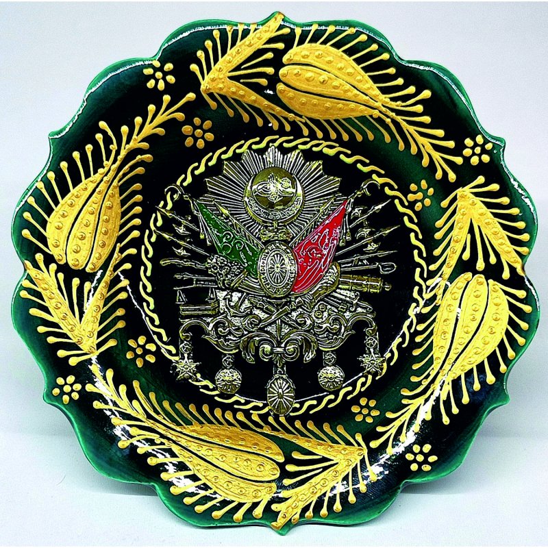 Çini Bayrak Armalı Tabak 18cm