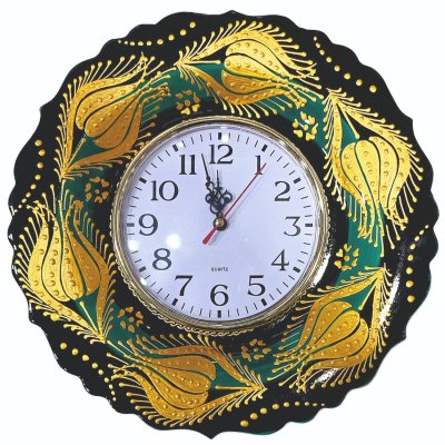 Çini Desenli Tabak Saat 30 cm