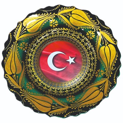 Çini Türk Bayrağı Resimli Tabak 25cm